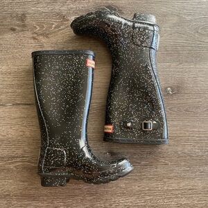 Hunter Black Sparkle Rain Boots